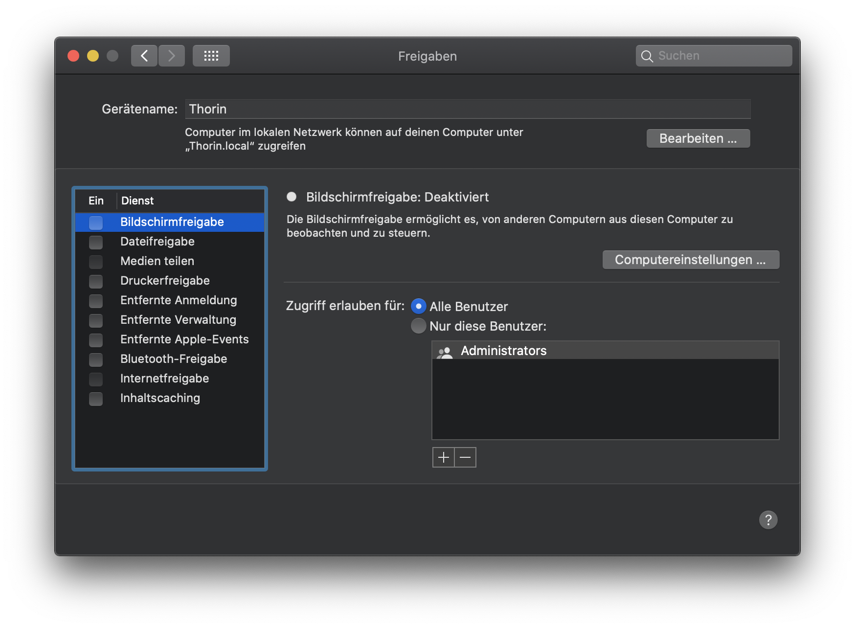 Bildschirmfreigabe unter macOS konfigurieren